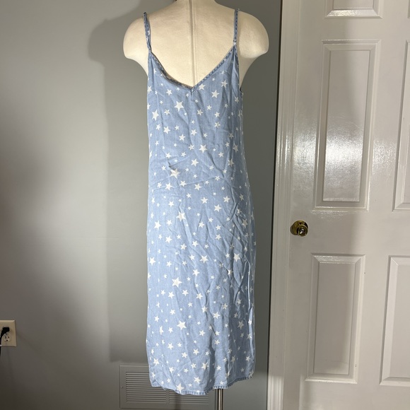 Splendid Size Large Americana Denim Star Patriotic V Neck Slip Dress POSH38 - Picture 3 of 15
